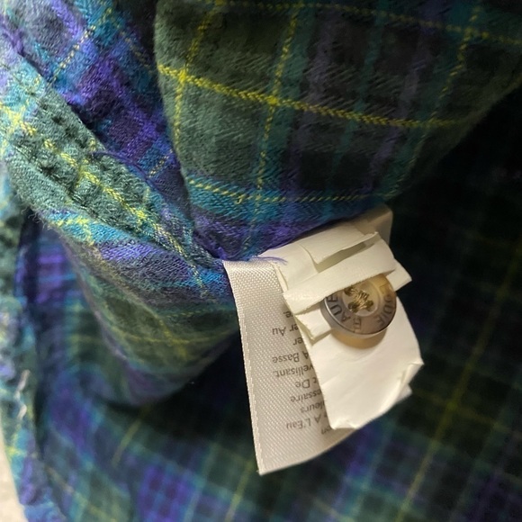 Eddie Bauer Shirt Mens Large Green Blue Plaid Button Up Long Sleeve Flannel - Picture 6 of 12